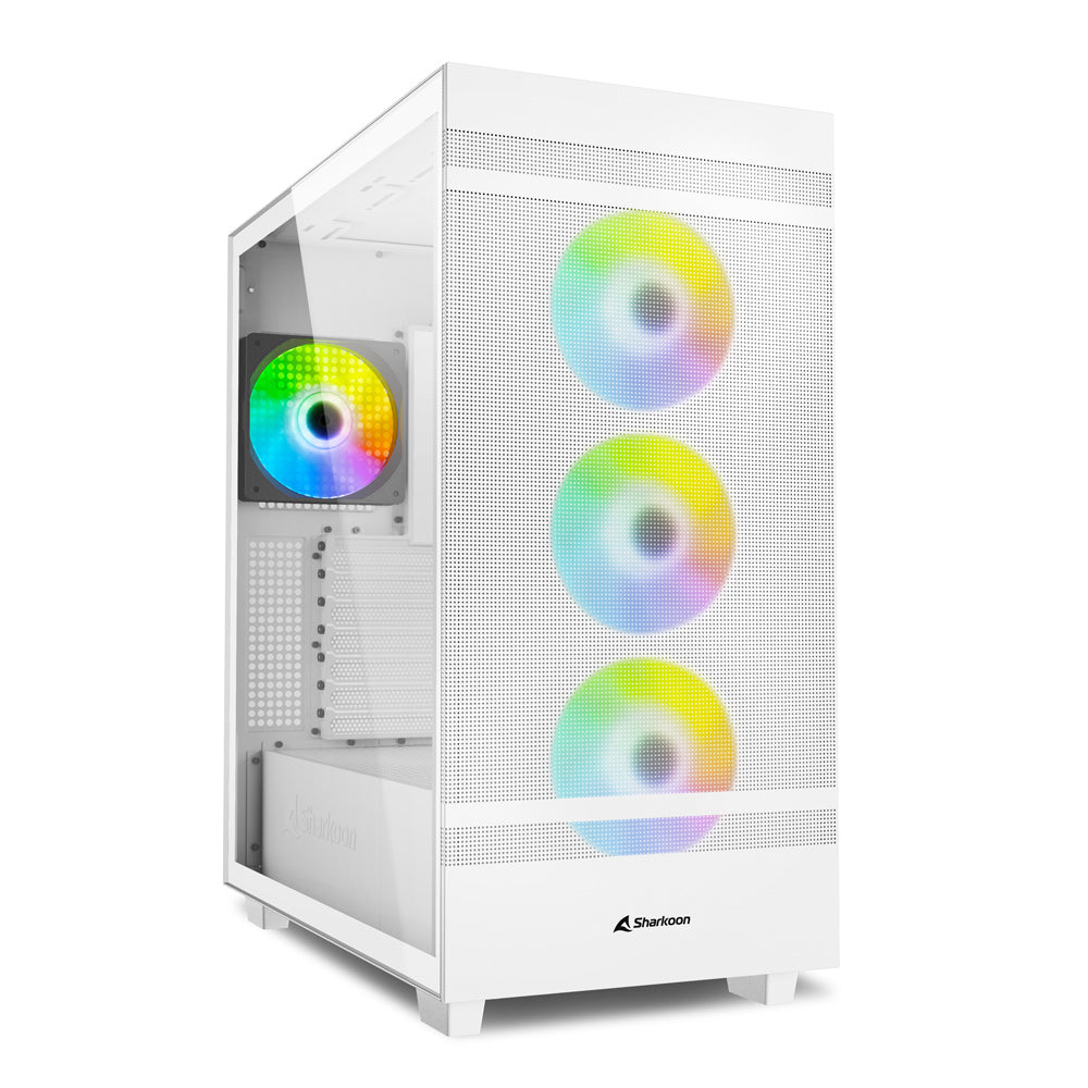 Sharkoon   Rebel   C50   Rgb    Tower   Case    White    Tempered   Glass