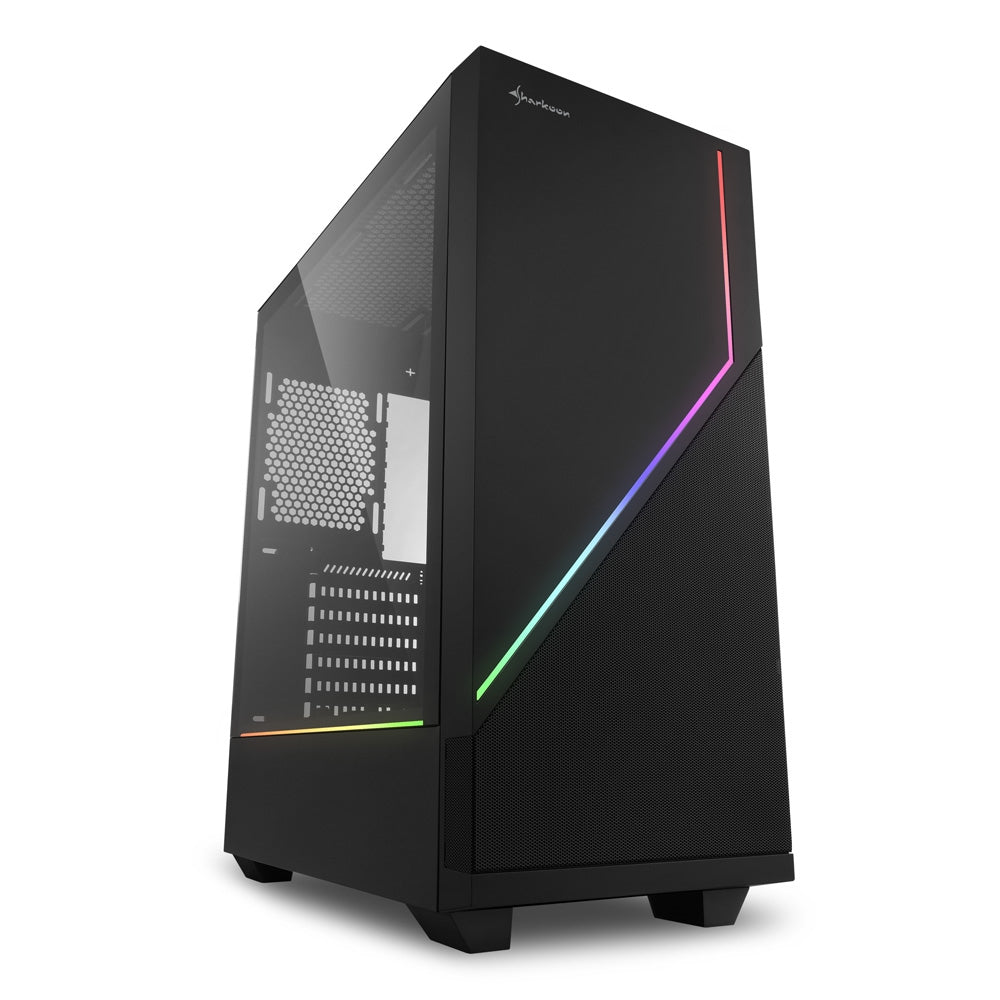 Sharkoon   Rgb   Flow    Tower   Caseâ   Black    Side   Panel   Of   Tempered   Glass