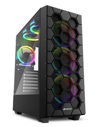 Sharkoon   Rgb   Hex    Tower   Housing    Black    Tempered   Glass   Side   Panel    Kabinet   Geekd   Dk