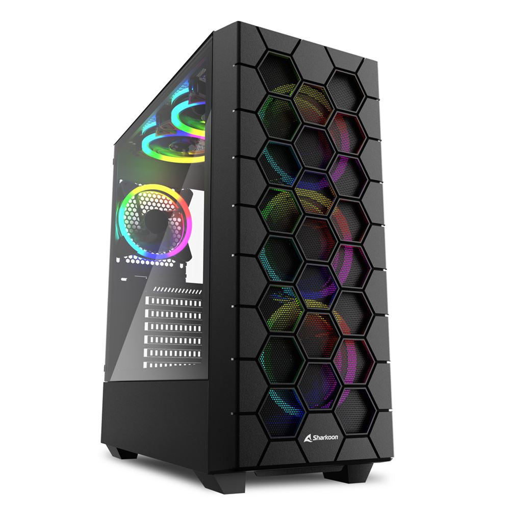 Sharkoon   Rgb   Hex    Tower   Housing    Black    Tempered   Glass   Side   Panel    Kabinet   Geekd   Dk