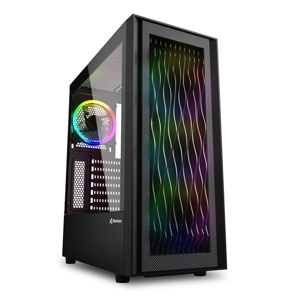 Sharkoon   Rgb   Wave    Pc   Case    Black    Tempered   Glass   Side   Panel