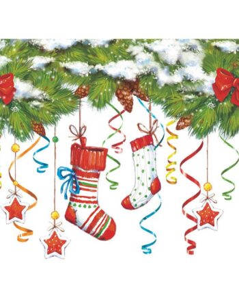 Sjov   Og   Flot   Jule   Wallsticker   Til   Væg   Eller   På   Toilettet    Gran   Og   Julesokker