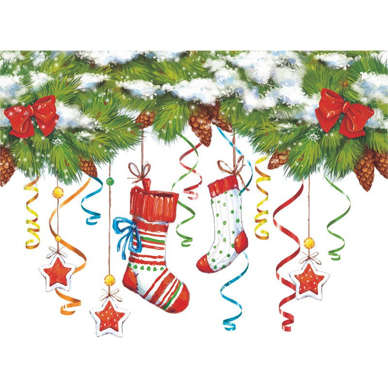 Sjov Og Flot Jule Wallsticker Til Væg Eller På Toilettet Gran Og Julesokker