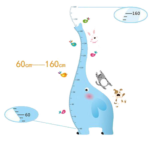 Sjov Og Flot Målebånds Wallsticker Elefant Fra 60 - 160cm