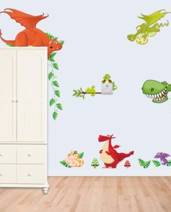 Sjov   Wallsticker   Med   Dinosaurer   Til   Din   Indretning    Søde   Dinoer   Overalt