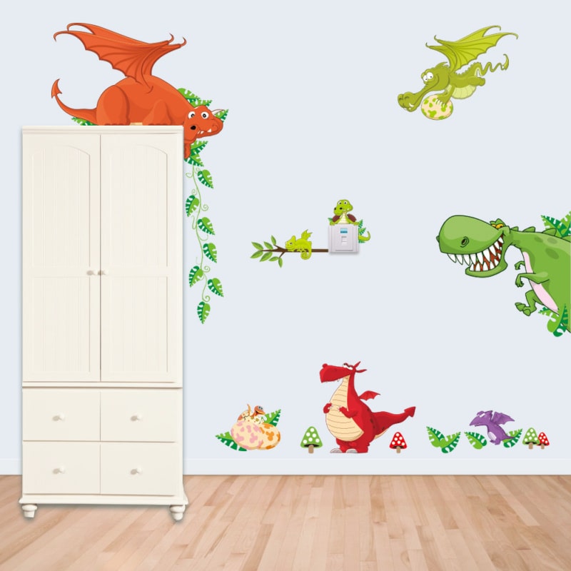 Sjov Wallsticker Med Dinosaurer Til Din Indretning Søde Dinoer Overalt