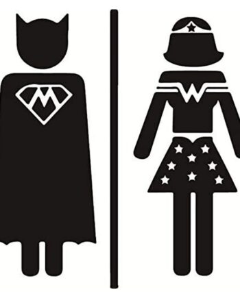 Sjovt   Superhelte   Toilet   Skilt    Toilet   Wallsticker   Med   To   Superhelte