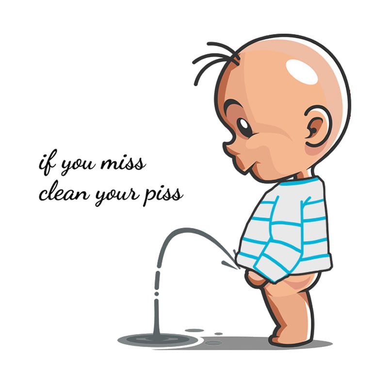 Sjovt Toilet Skilt Toilet Wallsticker Med Mange Muligheder If You Miss Clean Your Piss