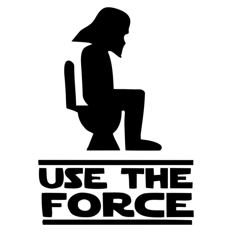 Sjovt Toilet Skilt Toilet Wallsticker Med Star Wars Referencer Use The Force