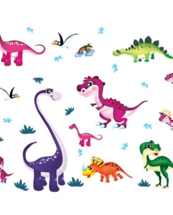 Sød   Baby   Dinosaurus   Wallsticker   Med   13   Forskellige   Søde   Motiver