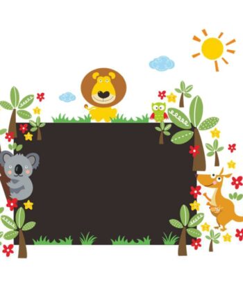 Sød   Firkantet   Tavle   Wallsticker   Til   Kridt   Med   Dyr    Palmer    Blomster   Mm