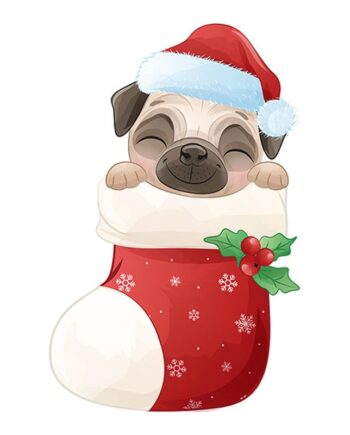Sød   Og   Flot   Jule   Wallsticker   Til   Væg   Eller   På   Toilettet    Hund   I   Julesok