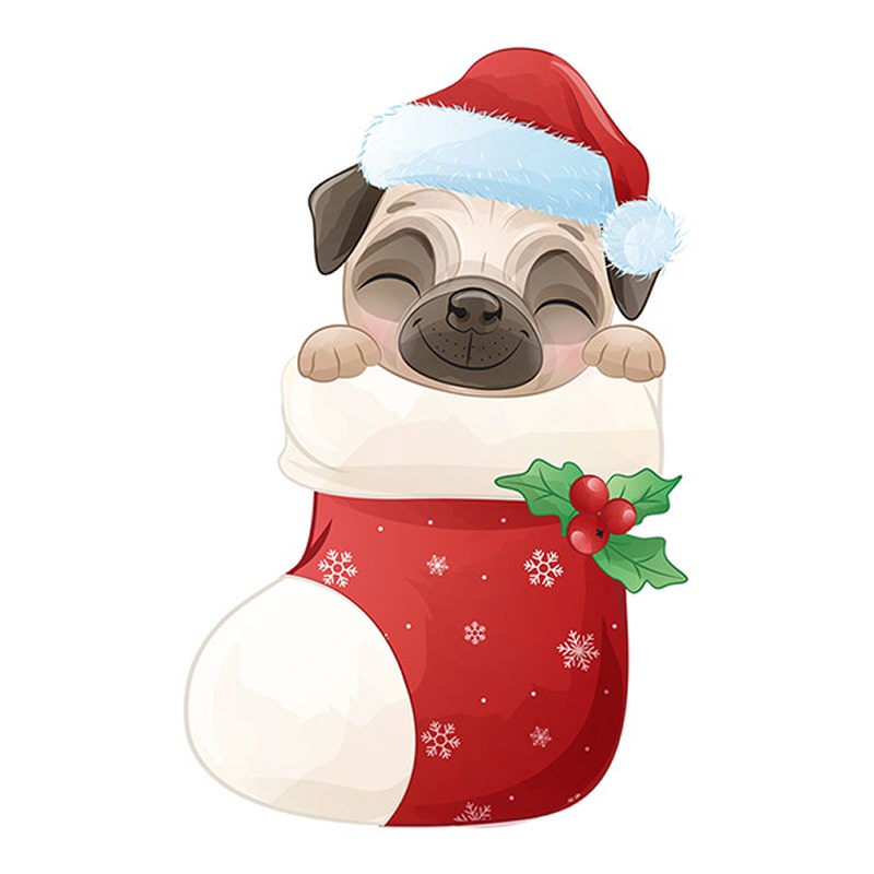 Sød Og Flot Jule Wallsticker Til Væg Eller På Toilettet Hund I Julesok