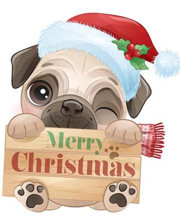 Sød   Og   Flot   Jule   Wallsticker   Til   Væg   Eller   På   Toilettet    Hund   Med   Skilt    Merry   Christmas