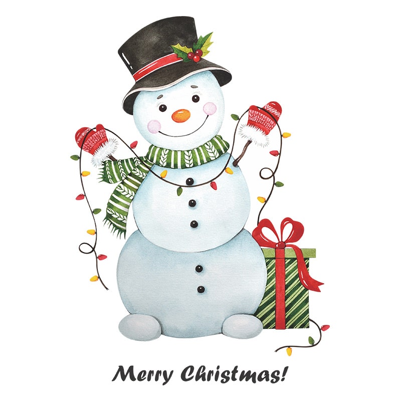 Sød Og Flot Jule Wallsticker Til Væg Eller På Toilettet Snemand Merry Christmas