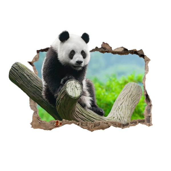 Sød Panda Wallsticker Hul I Væggen 50x70cm