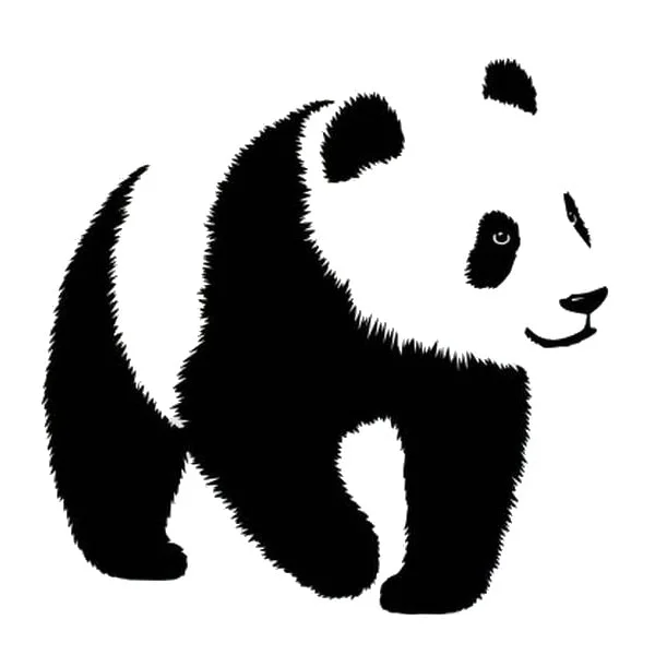 Sød Panda Wallsticker Med En Stor Panda Sort Hvid 50x55cm