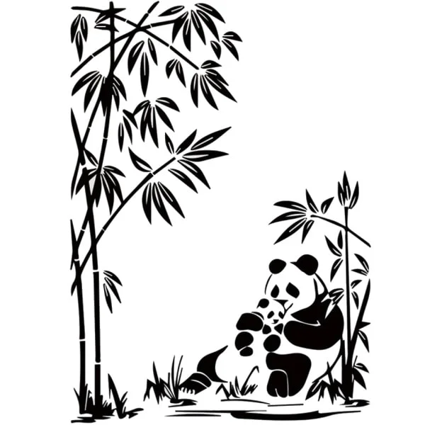 Sød Panda Wallsticker Mor Med Panda Unge 60x43cm