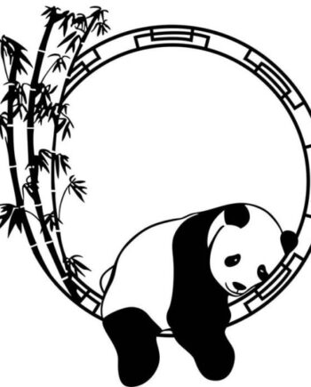 Sød   Panda   Wallsticker    Panda   Slapper   Af    Sort   Hvid
