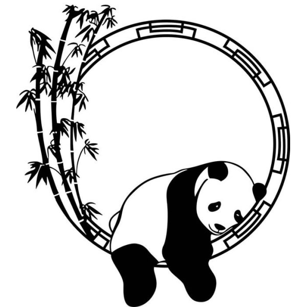 Sød Panda Wallsticker Panda Slapper Af Sort Hvid