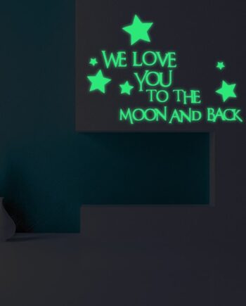 Sød   Selvlysende   Wallsticker    We   Love   You   To   The   Moon   And   Back
