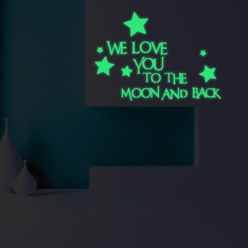 Sød Selvlysende Wallsticker We Love You To The Moon And Back