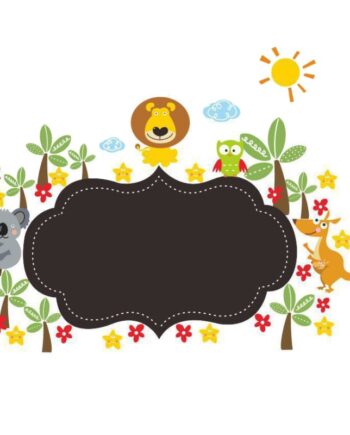 Sød   Tavle   Wallsticker   Til   Kridt   Med   Dyr    Palmer    Blomster   Mm