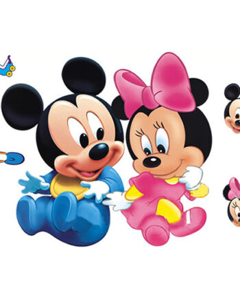Sød   Wallsticker   Med   Baby   Mickey     Minnie   Mouse