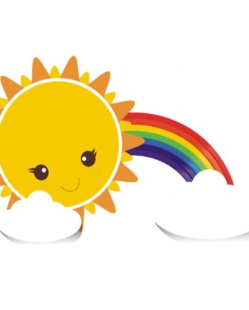 Sol    Regnbue   Og   Skyer    Sød   Wallsticker   Der   Spreder   Godt   Humør