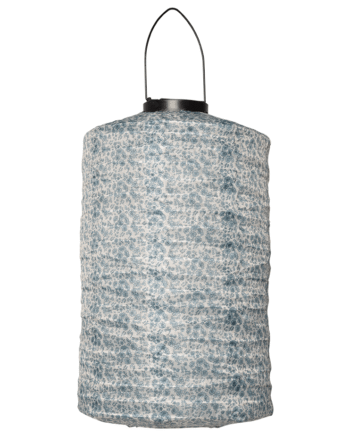 Solcelle   Lanterne    Cylinder    Blå   Med   Sommerblomster