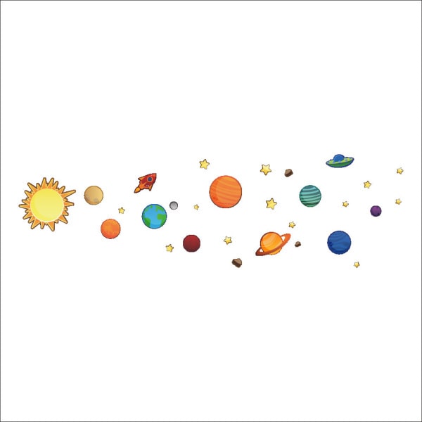 Solsystemet For Børn Flot Wallsticker Med Alle Planeterne