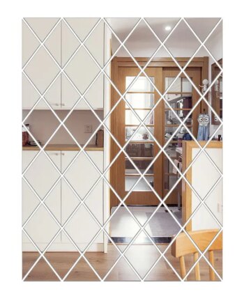 Spejlvæg   Med   Selvklæbende   Spejle   Til   At   Lave   Et   Stort   Diy   Spejl    58   Stk    100x100cm
