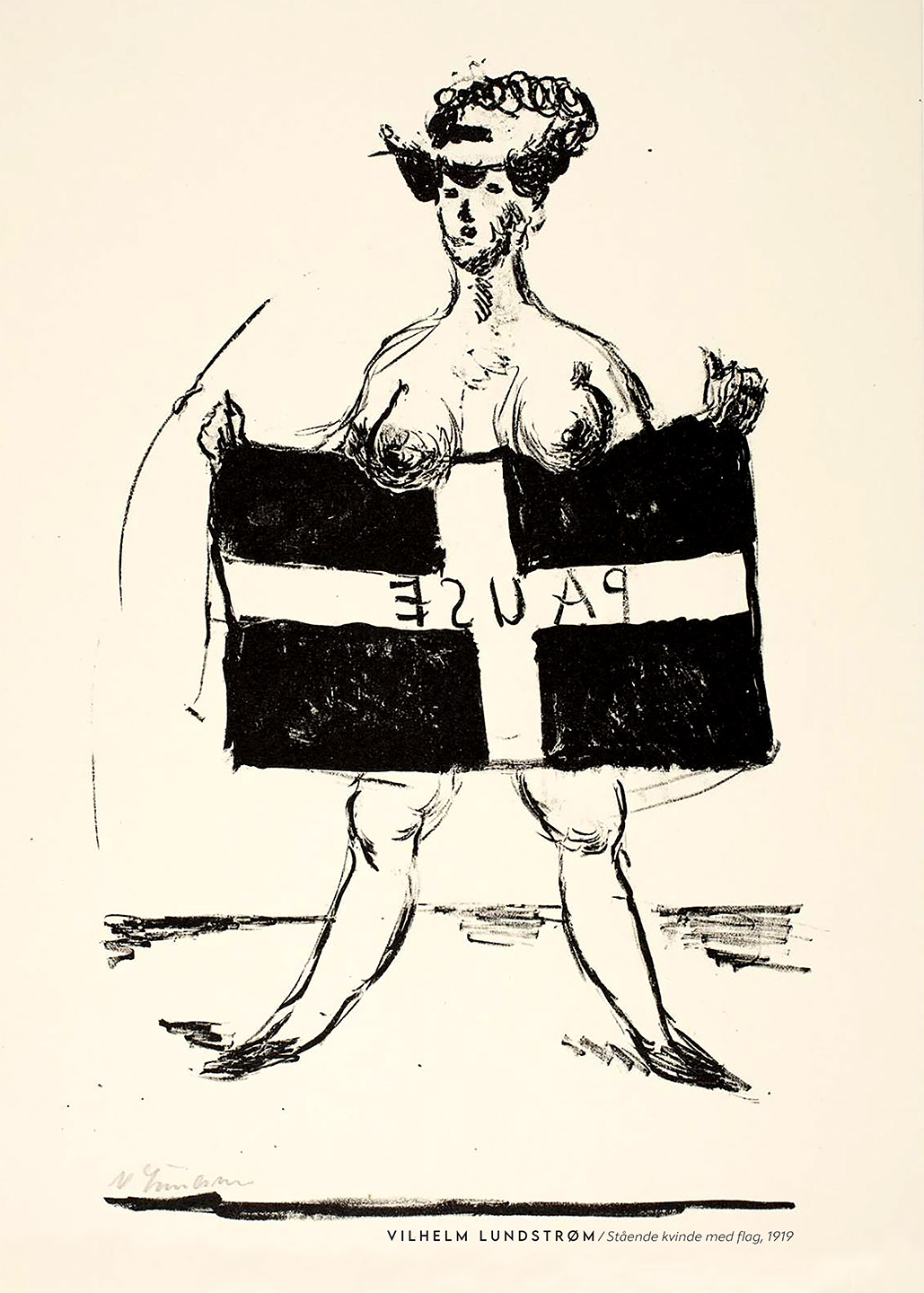 Stående   Kvinde   Med   Flag    1919   Af   Plakatwerket