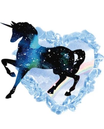 Stor   Enhjørning   Wallsticker    På   Vej   Igennem   Et   Hul   Af   Is   55x70cm