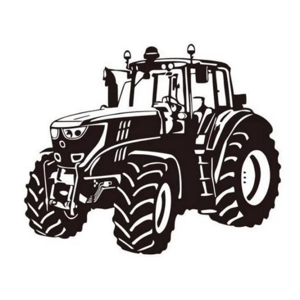Stor Og Flot Traktor Wallsticker Sort 37x56cm