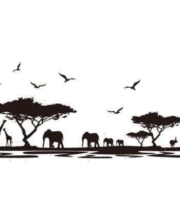 Stor   Og   Flot   Wallsticker   Med   Dyrene   På   Savannen    160x75cm