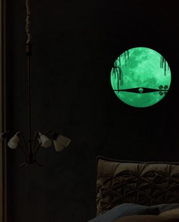 Stor   Selvlysende   Måne   Wallsticker   Med   En   Romantisk   Bro    34   Cm    Serenade