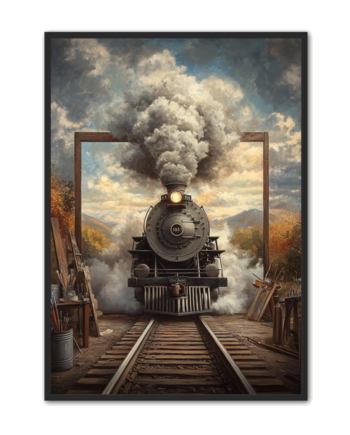 Surrealistisk   Plakat   11   Damptog   Og   Malerisk   Ramme