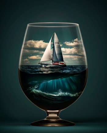 Surrealistisk   Plakat   17   Sejlads   I   Glasset