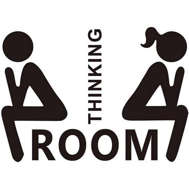 Toilet Skilt Thinking Room Sjov Toilet Wallsticker Med To Tænkende Personer
