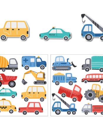 Transportmiddel   Wallsticker   Med   Biler    Politibiler    Ambulancer    Brandbiler    Traktorer    Lastbiler   Mm    48   Stk