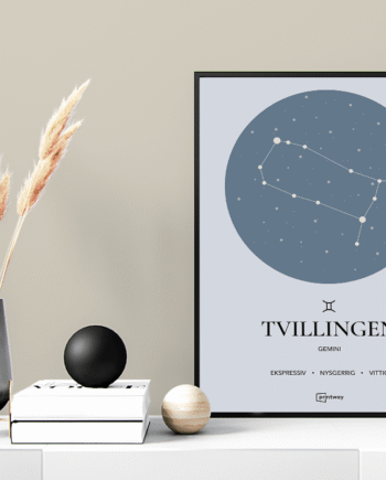 Tvillingen Stjernetegn Plakat Havblå 70 100 Cm  B1