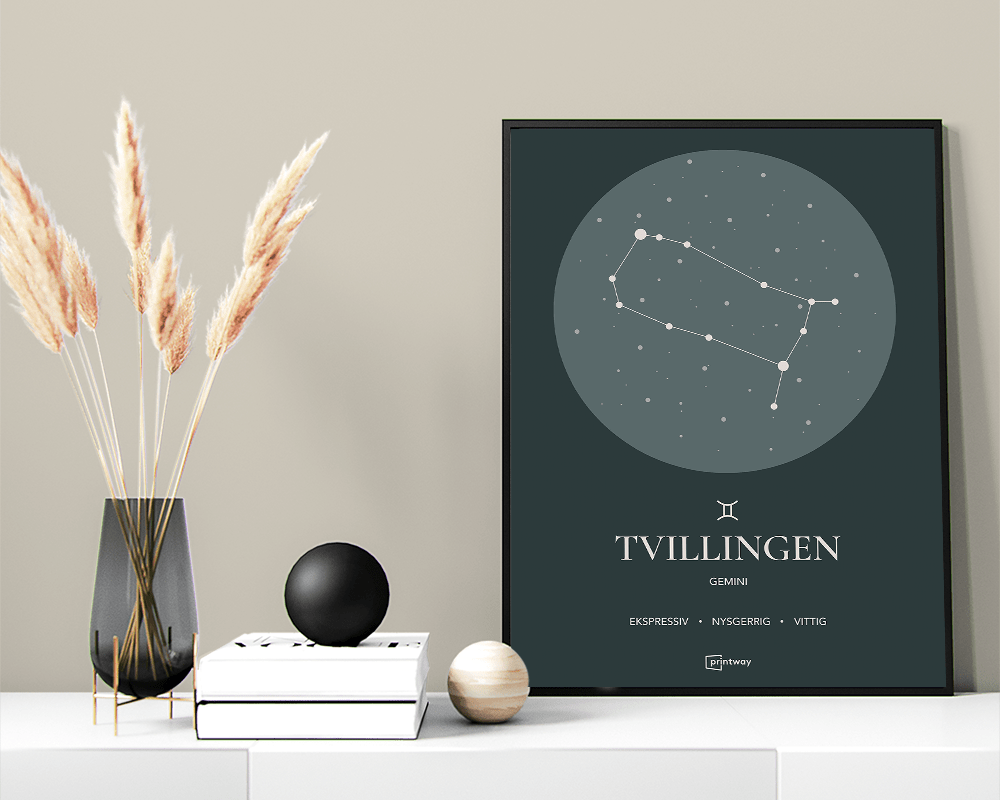 Tvillingen Stjernetegn Plakat Skovgrøn 70 100 Cm B1
