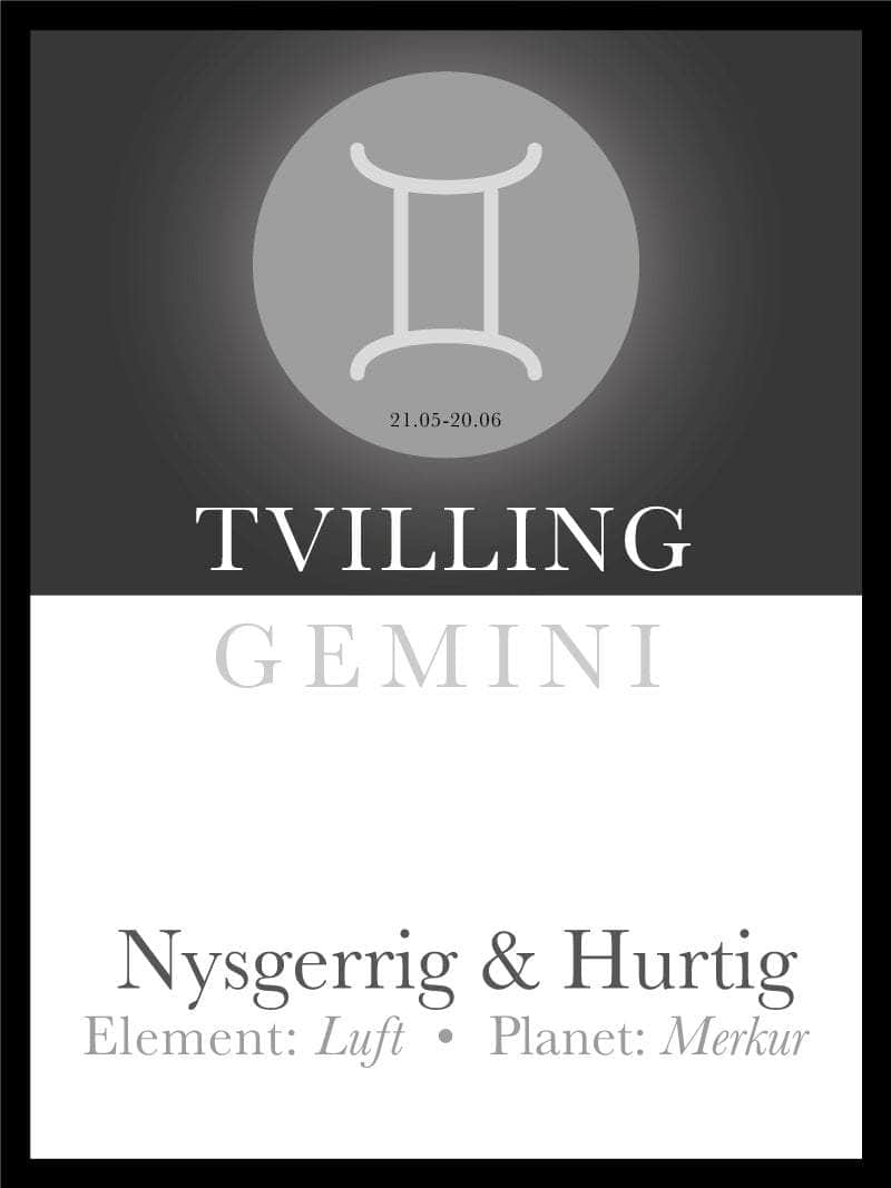 Tvillingen   Stjernetegn   Tekst   Plakat