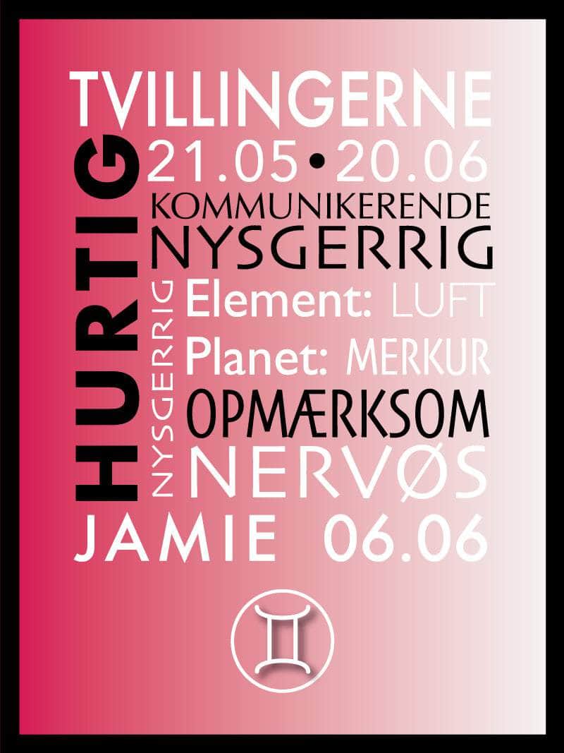 Tvillingerne   Stjernetegn   Med   Tekst   Plakat