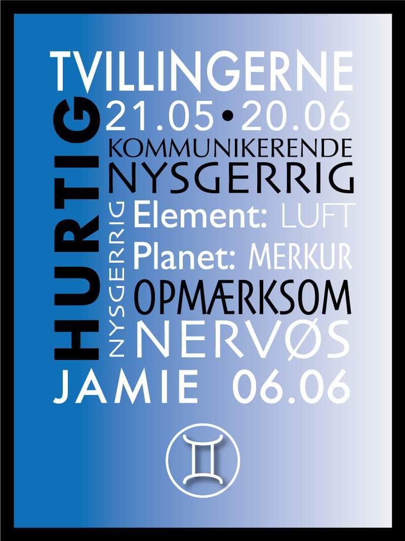 Tvillingerne   Stjernetegn   Med   Tekst   Plakat