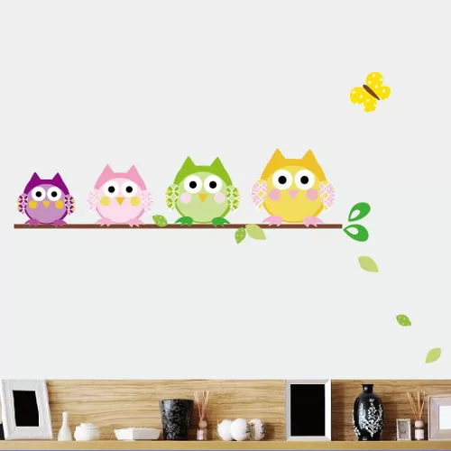 Ugler   På   Gren   Wallsticker