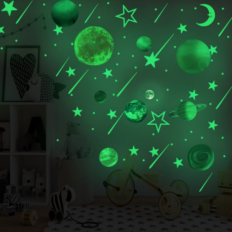 Universet   Som   Selvlysende   Wallsticker    Få   Solsystemet   På   Væggen    158   Dele    Stor
