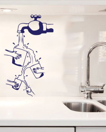 Vandhane   Med   Vand     Glas   Wallsticker