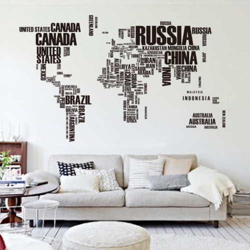 Verdenskort   Med   Landenavne   Wallsticker